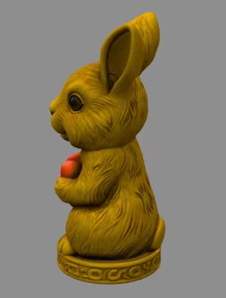Cute Bunny with Heart – 3D Printable STL File - Model preview 4