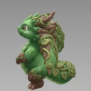 Wood Dragon – STL File 3D Printable Fantasy Dragon Figurine - Model thumbnail 5