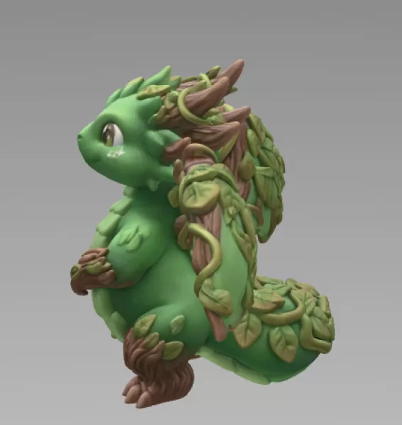 Wood Dragon – STL File 3D Printable Fantasy Dragon Figurine - Model preview 5