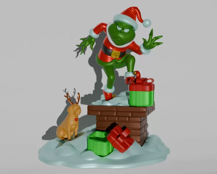 Grinch – Christmas Diorama Tree Ornament & Home Decor | STL + Bl - Model preview 1