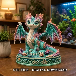 Coral Reef Baby Dragon STL for 3D Print - Model thumbnail 2
