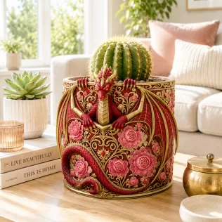 Ruby Rose Dragon Planter STL File for 3D Print - Model thumbnail 2