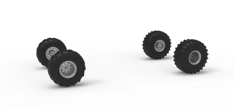 Wheel set of Mud dragster Version 3 Scale 1:25 - Model preview 1