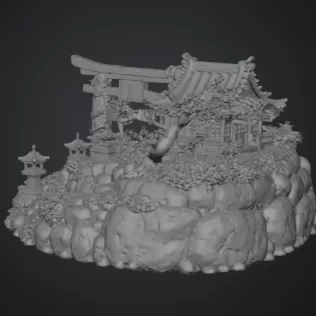 🏯 Japanese Sakura Shrine Garden STL File for 3D Print - Model thumbnail 12