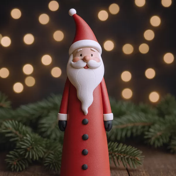 Tall Santa Claus Figurine | Minimalist Christmas Decoration - Model preview 3