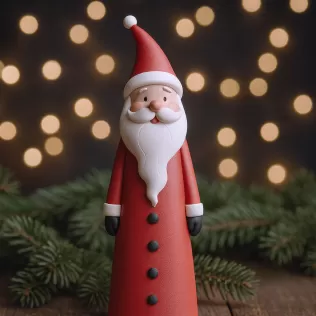 Tall Santa Claus Figurine | Minimalist Christmas Decoration - Model thumbnail 3