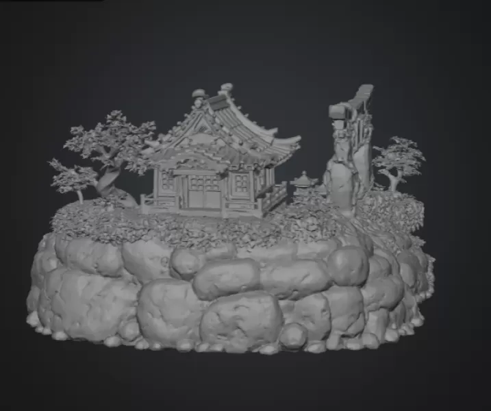 🏯 Japanese Sakura Shrine Garden STL File for 3D Print - Model preview 13