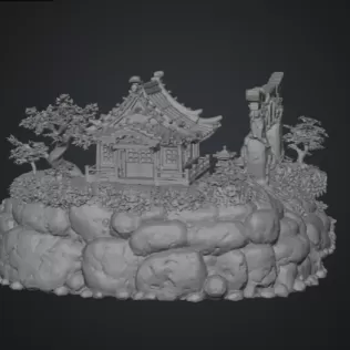 🏯 Japanese Sakura Shrine Garden STL File for 3D Print - Model thumbnail 13