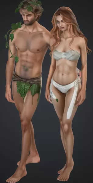 Adam und eva er umarmt sie - Model preview 1