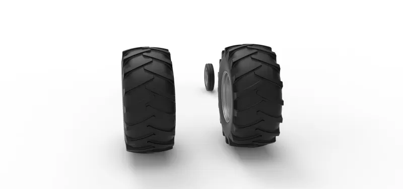 Wheel Set of Vintage Pulling tractor Version 2 Scale 1:25 - Model preview 8