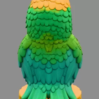 Colorful Parrot Pendant Holding a Heart – Cute Bird Pendant - Model thumbnail 4