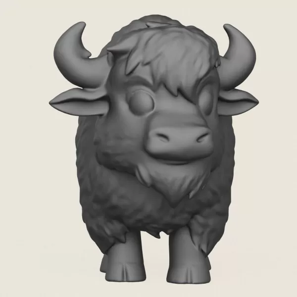 Cartoon Bison Print Ready 3D Model - Model preview 2