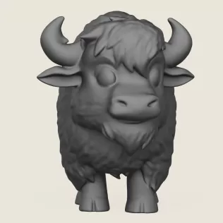 Cartoon Bison Print Ready 3D Model - Model thumbnail 2