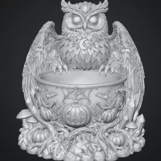Mystic Halloween Owl Bowl STL File for 3D Print - Model thumbnail 13