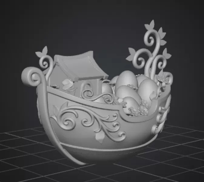 Fantasy Easter Egg Boat STL File– 3D Printable Easter Decoration - Model preview 11