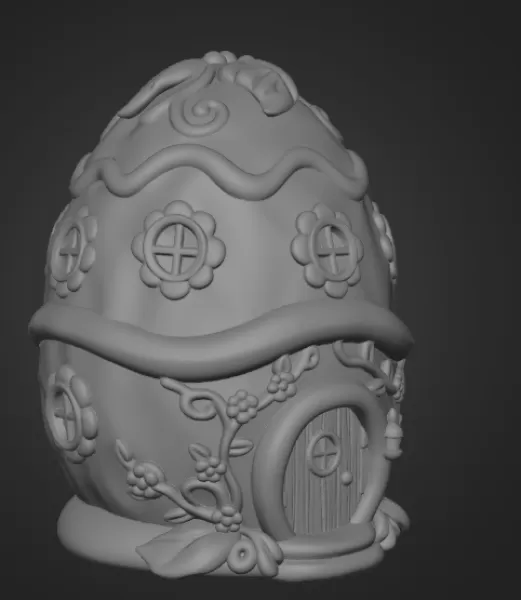 Cute Fantasy Egg House - STL File - Model preview 7
