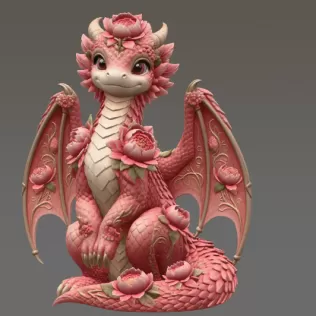 Rosé Bloom Dragon STL File for 3D Print - Model thumbnail 10
