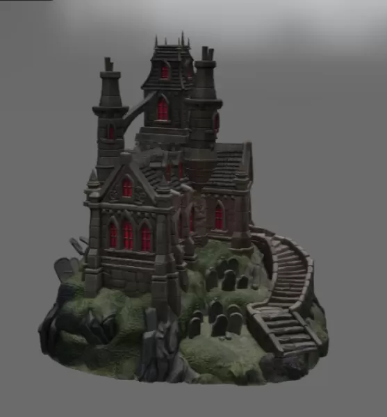 Shadowspire Gothic Manor STL File for 3D Print - Model preview 6