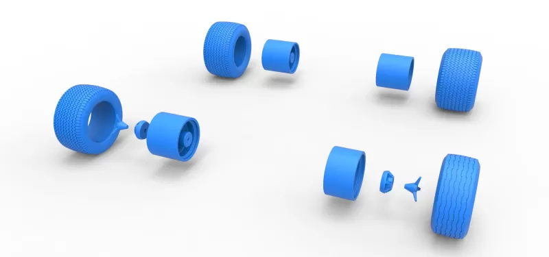 Wheel set of Northeast Dirt Modified stock car V5 Scale 1:25 - Model preview 12