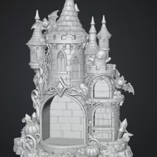 Haunted Halloween Castle LED Candle Holder STL File for 3D Print - Model thumbnail 11