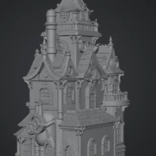 Whimsical Steampunk Manor STL File for 3D Print - Model thumbnail 9