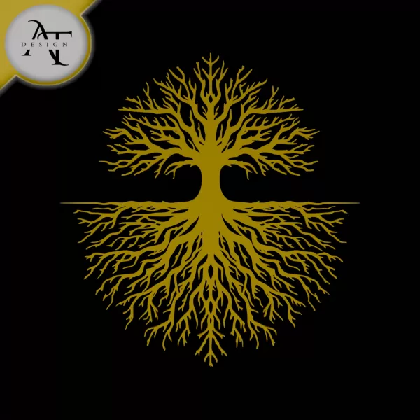 Tree with roots - Silhouette - 2D Wall Art Decor - Model preview 1