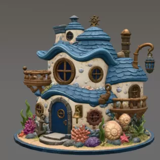Seaside Fantasy Cottage STL File for 3D Print - Model thumbnail 6
