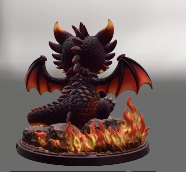 Cute Devil Dragon with Heart STL File 3D Print - Model preview 5
