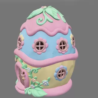 Cute Fantasy Egg House - STL File - Model thumbnail 4