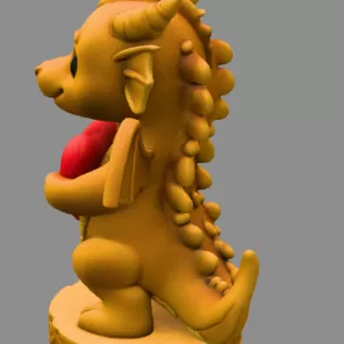 🐉❤ Cute Dragon STL File – 3D Printable Valentine Figurine - Model thumbnail 3