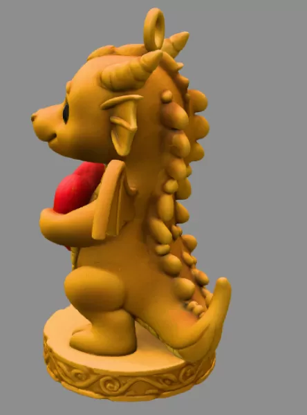 🐉❤ Cute Dragon STL File – 3D Printable Valentine Figurine - Model preview 3