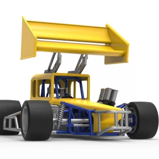 Vintage Winged Supermodified stock car Version 3 Scale 1:25 - Model thumbnail 27