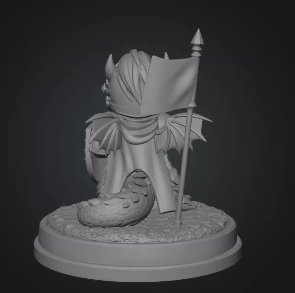 Cute Fantasy Warrior Dragon STL File for 3D Printing - Model preview 10