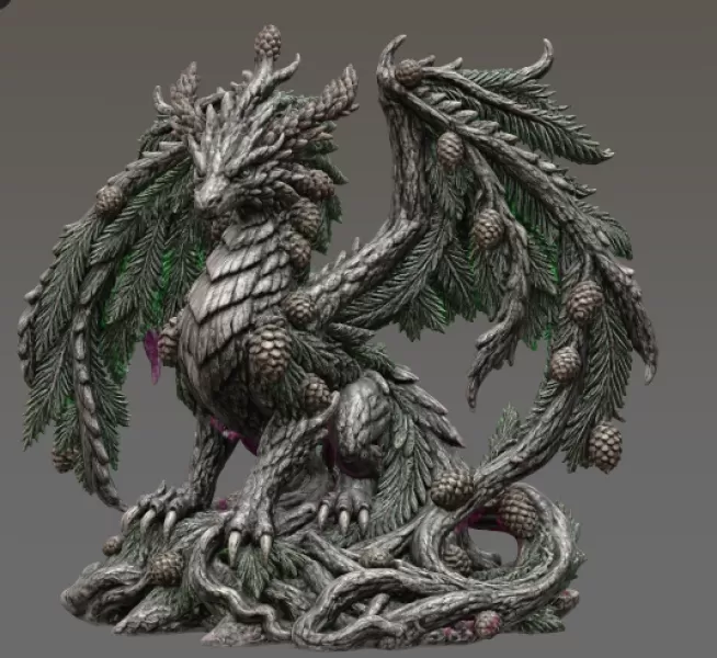 Ancient Forest Guardian Dragon STL File for 3D Print - Model preview 10