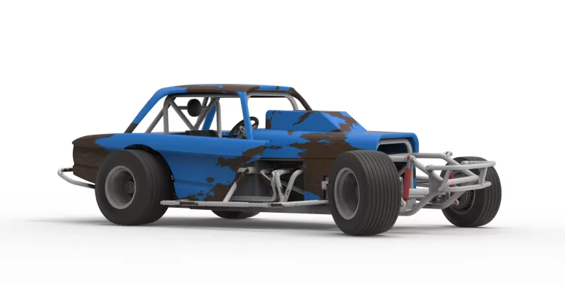 Vintage Dirt Modified stock car V10 while turning Scale 1:25 - Model preview 24