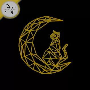 Cat On Moon - Geometric - 2D Wall Art Decor