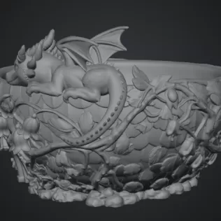 Baby Dragon Flower Bowl STL File for 3D Print - Model thumbnail 13