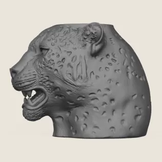 Leopard Face Vase Print Ready 3D Model - Model thumbnail 4