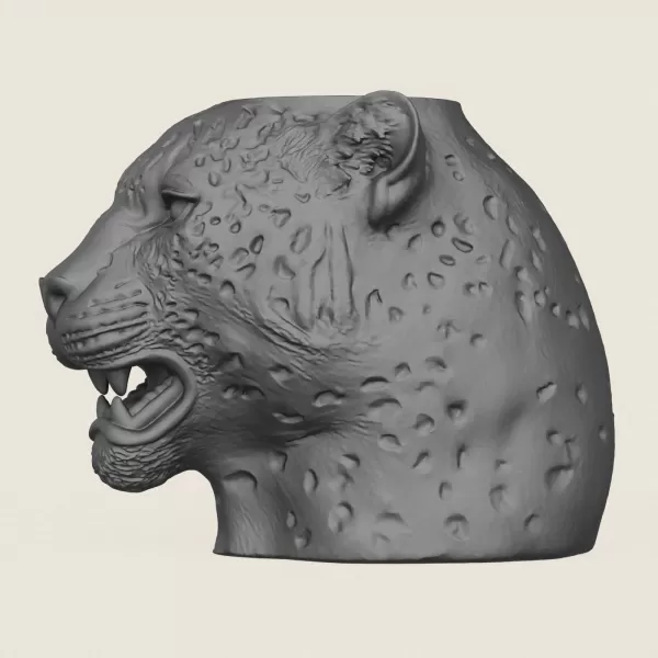 Leopard Face Vase Print Ready 3D Model - Model preview 4