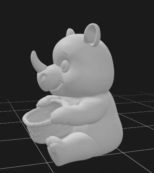 Rhino with Gift Basket - Model preview 3