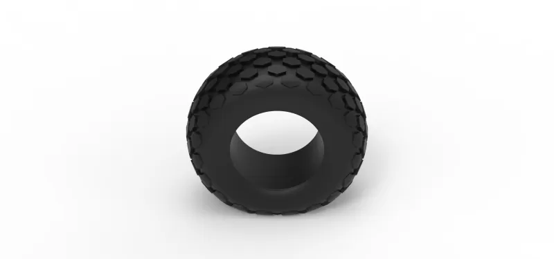 Offroad tire 28 deflated Scale 1:25 - Model preview 6