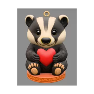 Cute Badger STL File – 3D Printable Valentine Figurine - Model thumbnail 1