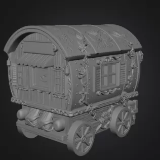 Enchanted Gypsy Wagon Cottage STL File 3D Print - Model thumbnail 9