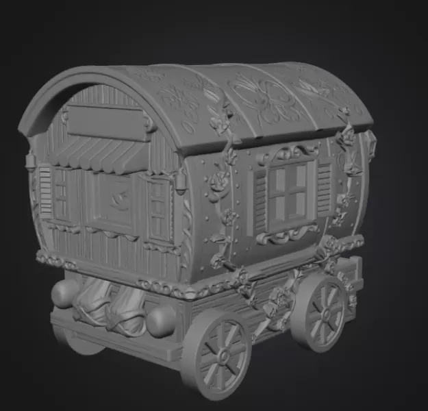 Enchanted Gypsy Wagon Cottage STL File 3D Print - Model preview 9
