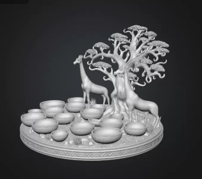 African Savanna Giraffe Bowl Organizer STL File for 3D Print - Model preview 16