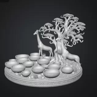 African Savanna Giraffe Bowl Organizer STL File for 3D Print - Model thumbnail 16
