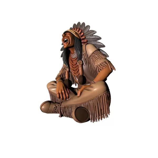 Laughing Apache Warrior 3D Model - Model preview 5
