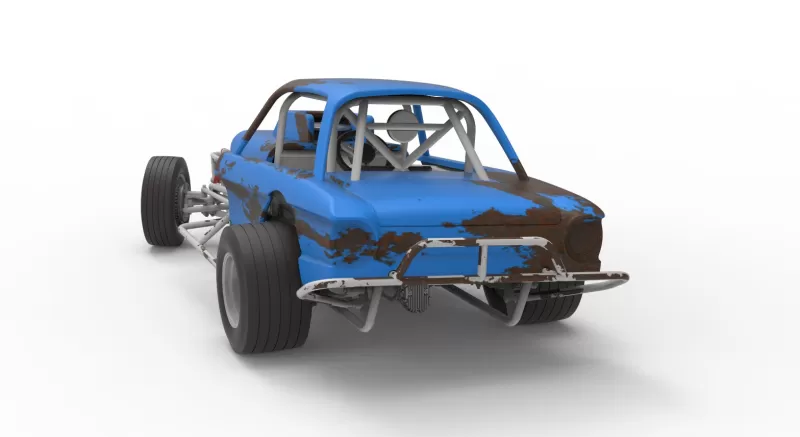 Vintage Dirt Modified stock car V10 while turning Scale 1:25 - Model preview 13