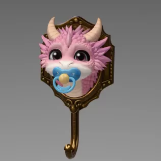 Baby Dragon Wall Hook STL File for 3D Printing - Model thumbnail 3