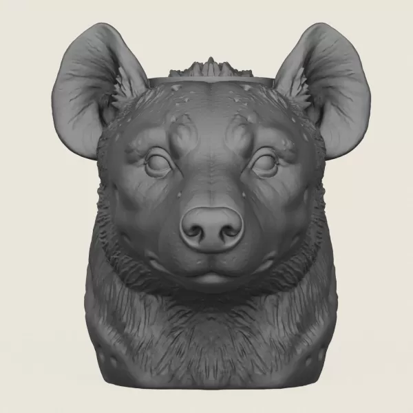 Hyena Face Vase Print Ready 3D Model - Model preview 3